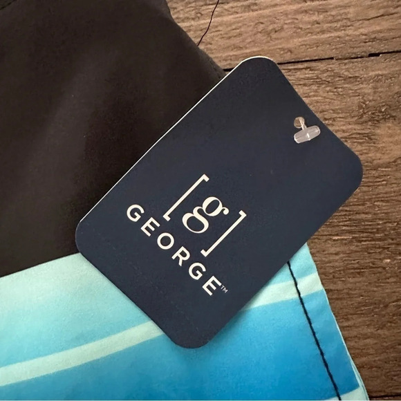 NWT George Mens Large 36-38 Striped Lined E-Boardshorts 8” Inseam Shorts L Blue - Picture 3 of 6